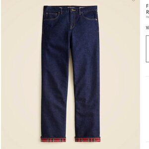 J. Crew Flannel-Lined Relaxed Straight Jean in Rinse Wash